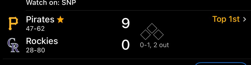 9-0 Pirates in first inning 