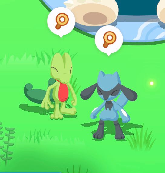 A picture of my Treecko and Riolu being friends! (Pokemon Sleep)