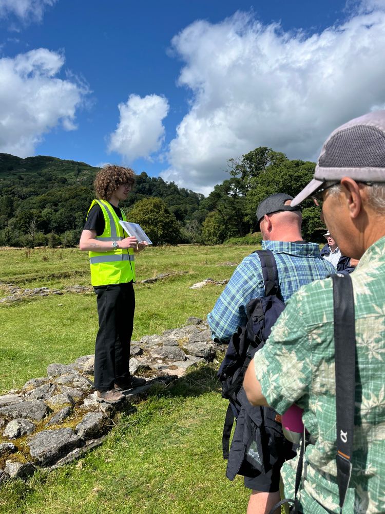 Rowan Colley giving trail tours in Ambleside Roman Fort