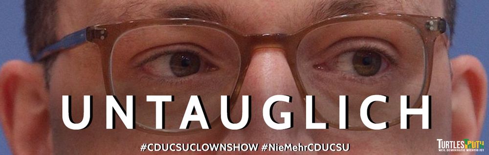 Das Gesicht von Jens „Maskendealer“ Spahn mit dem Slogan „untauglich“.