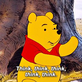 a winnie the pooh cartoon says think think think think think think