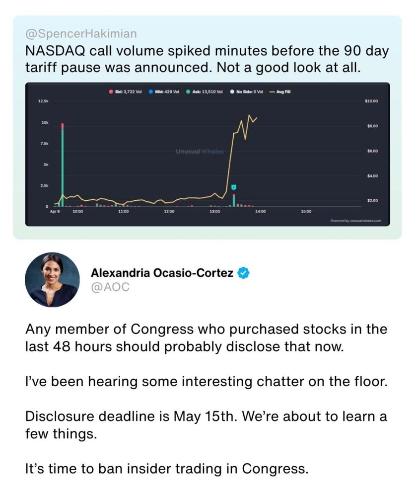 Die demokratische Politikerin Alexandria Ocasio-Cortez kündigt an, gegen Insiderhandel vorzugehen