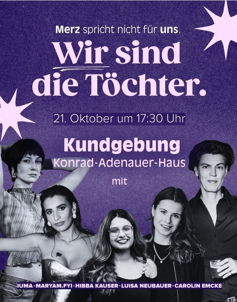 Demo "Wir sind die Töchter", 21.10. Konrad Adenauer Haus Berlin, 17:30