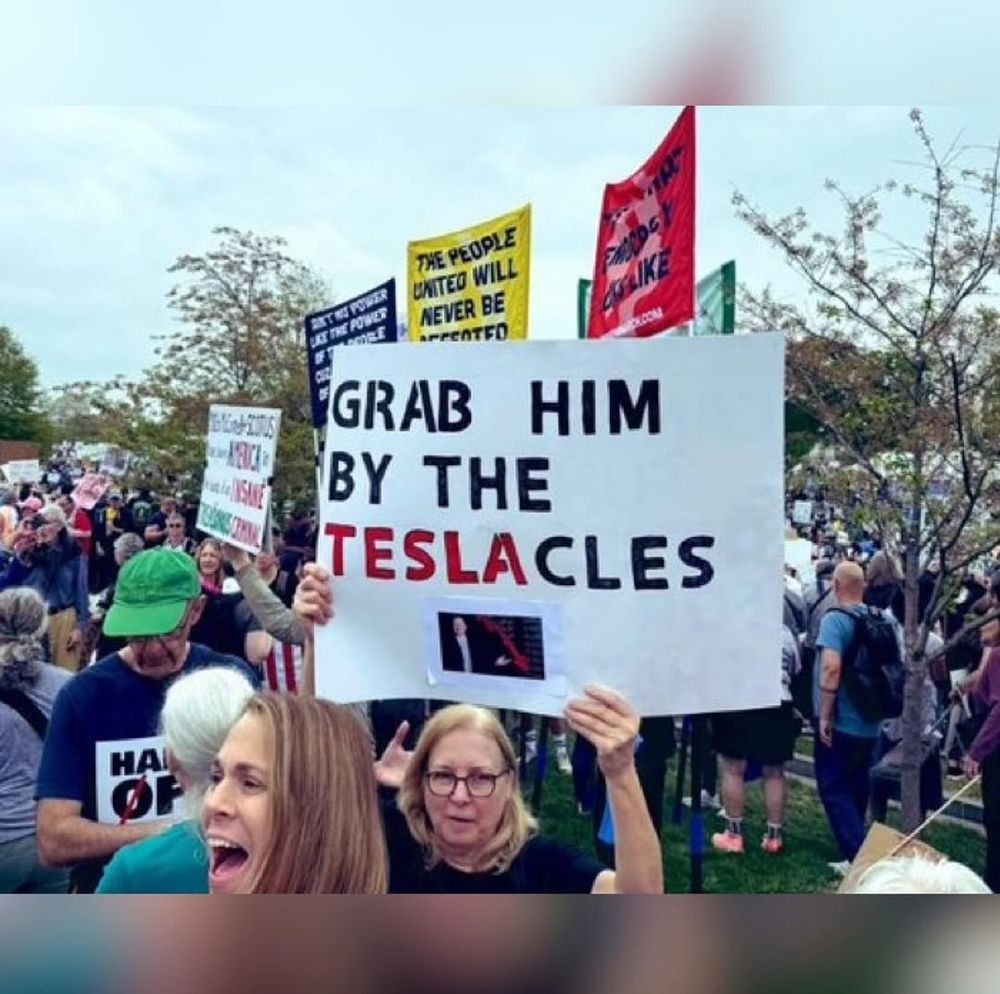 Protestschild Demo USA

Text "Grab him by the Tesclacles"