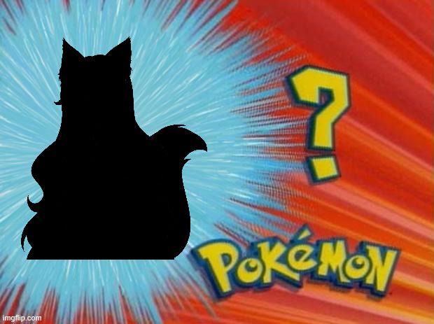 The 'Who's That Pokémon?' TV show meme format. A black silhouette of a female character with wolf/fox ears and a tail is shown, indicating a reveal. The image is used to humorously announce the debut of a new PNG model.