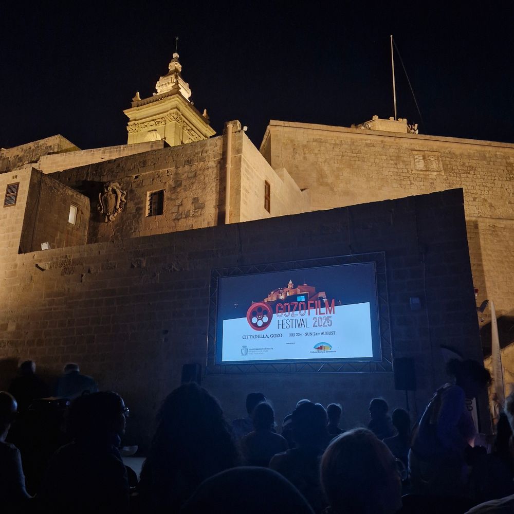 A large screen on a bastion wall at Gozo's Citadel.