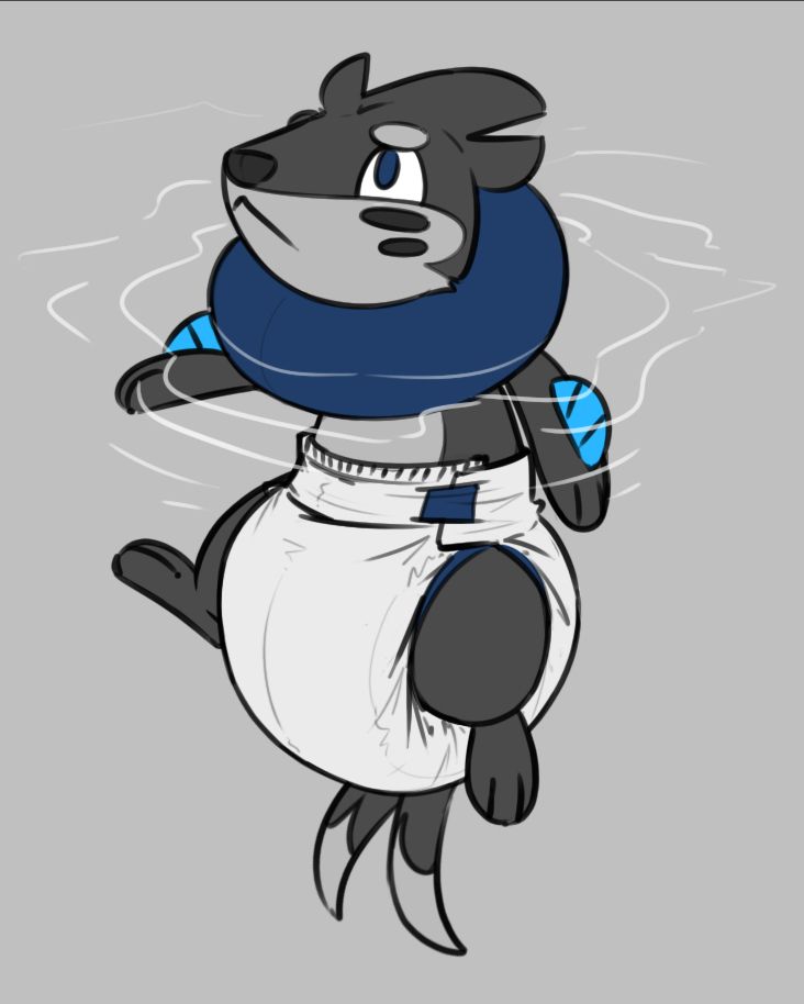 Grey buizel pokemon OC, wearing a diaper #abdl