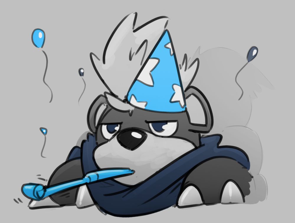 Growlithe OC with party hat and party horn