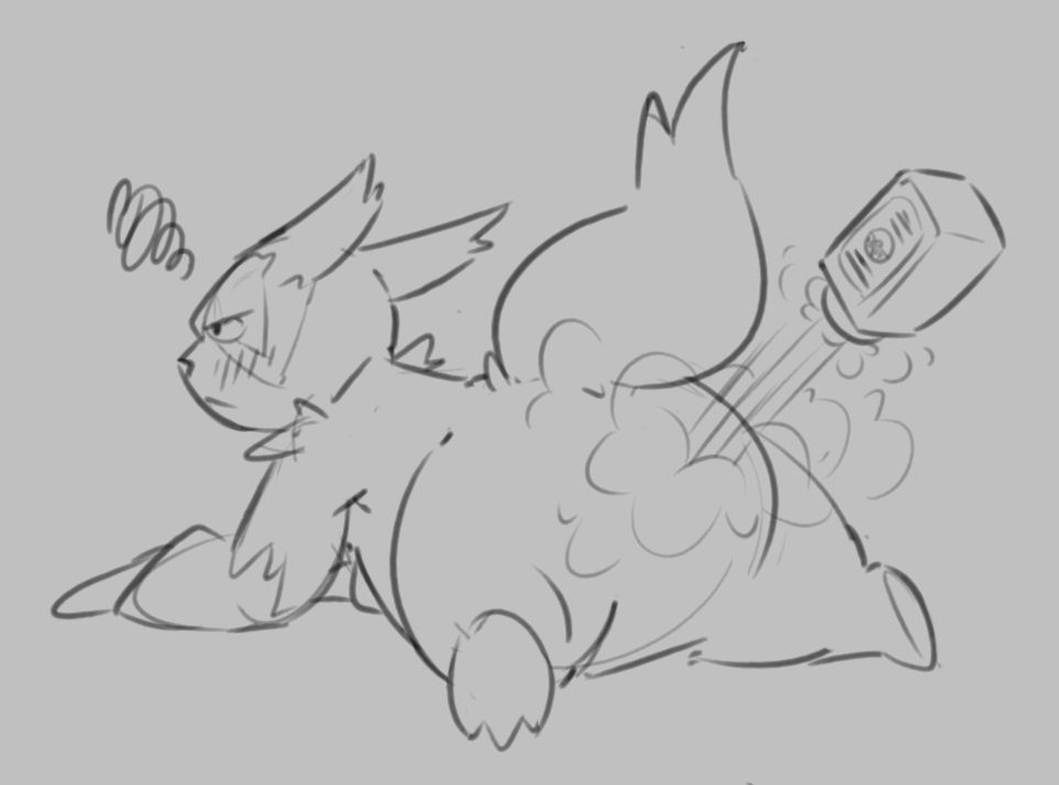 Zangoose lying belly-down while baby powder is sprinkled on his butt. #abdl