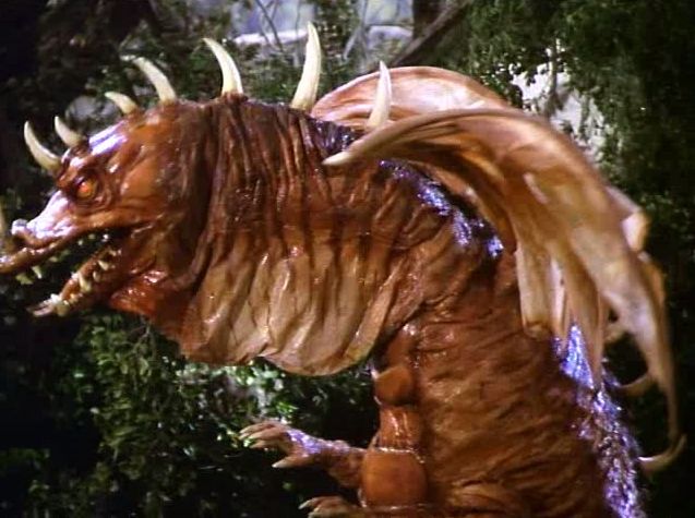 The Jabberwocky again. It's clearly a big dumb rubber suit but to a kid this was horror incarnate.