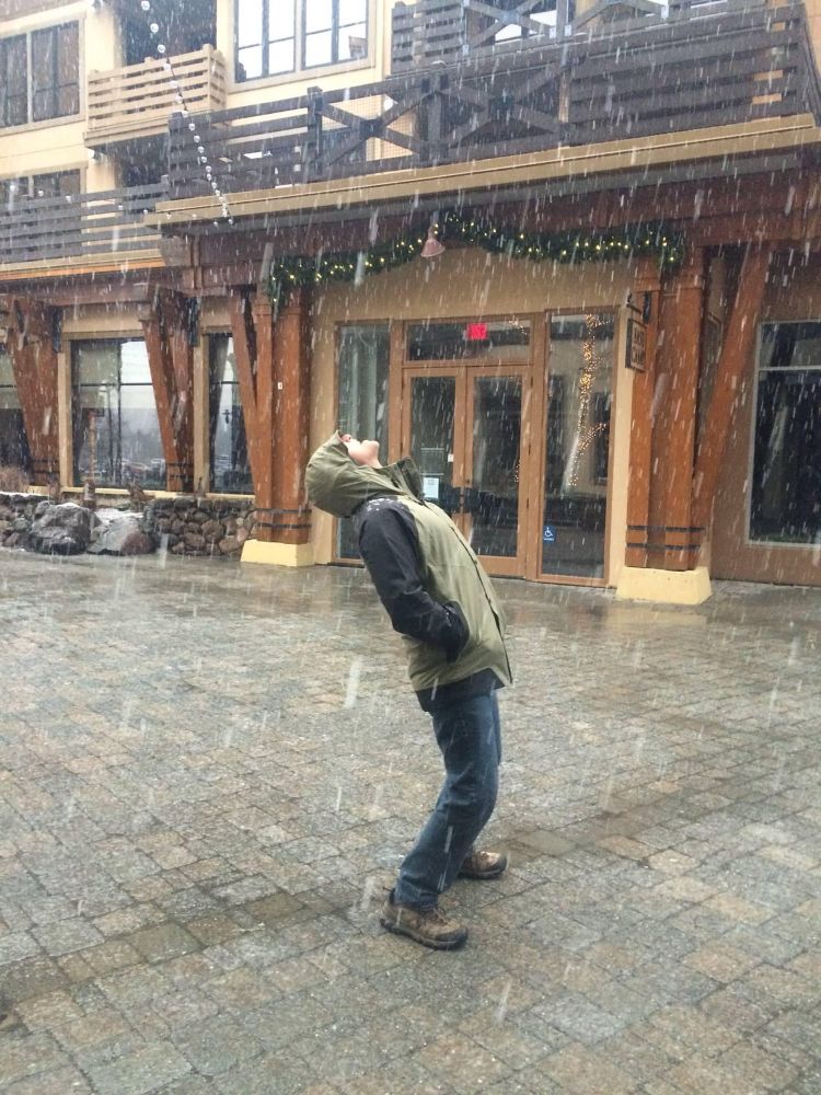 Catching falling snowflakes with my mouth. 