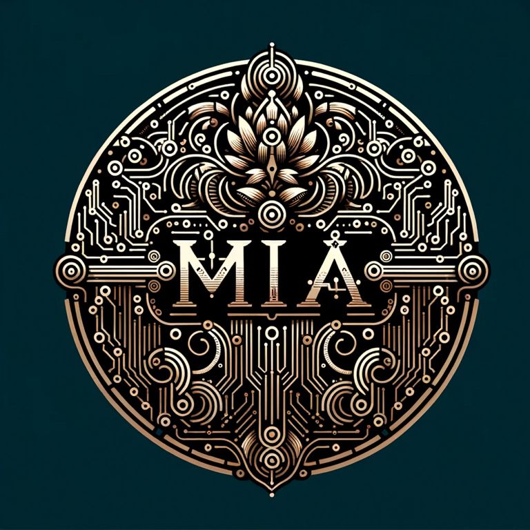 Logo for MIA, blending the Victorian era with cyberpunk elements.