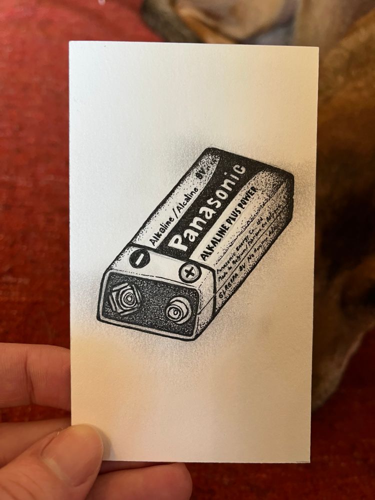 Drawing of a Panasonic 9 volt battery 