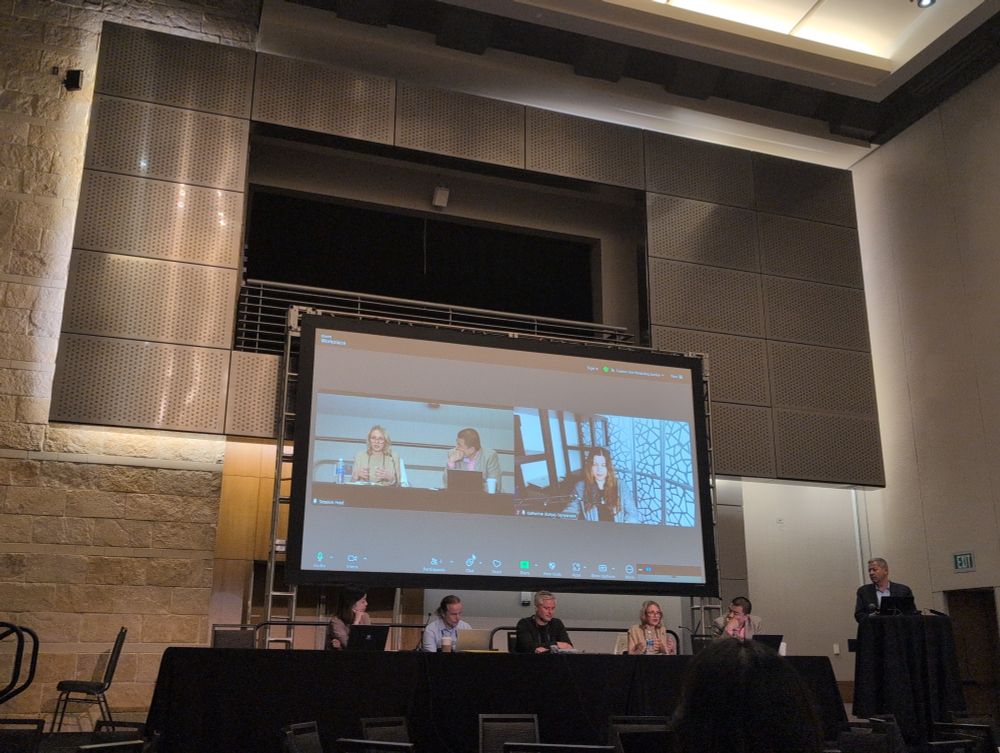Scholars at a conference panel presentation 