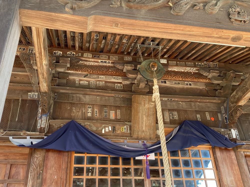 Temple front covered by charms 