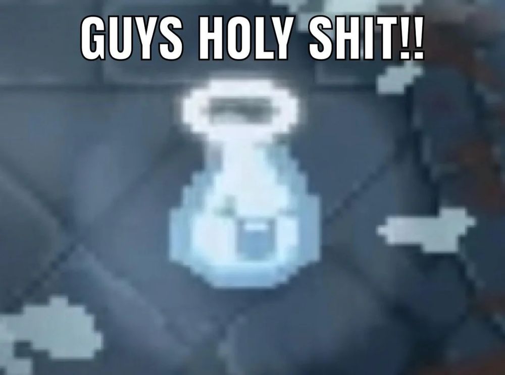 Poop with an aura and a halo from TBoI captioned "Guys holy shit!"