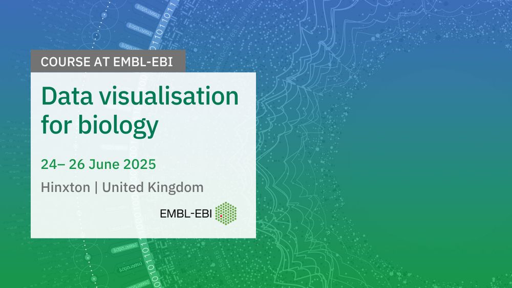 Course at EMBL-EBI
Data visualisation for biology 
24 - 26 June 2025
Hinxton, United Kingdom