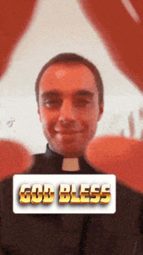 a picture of a priest with the words god bless written on it