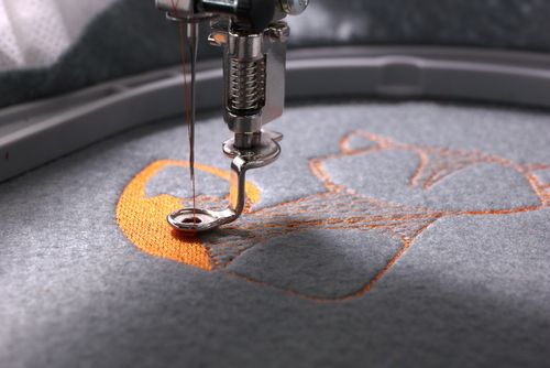 machine embroidery at work
