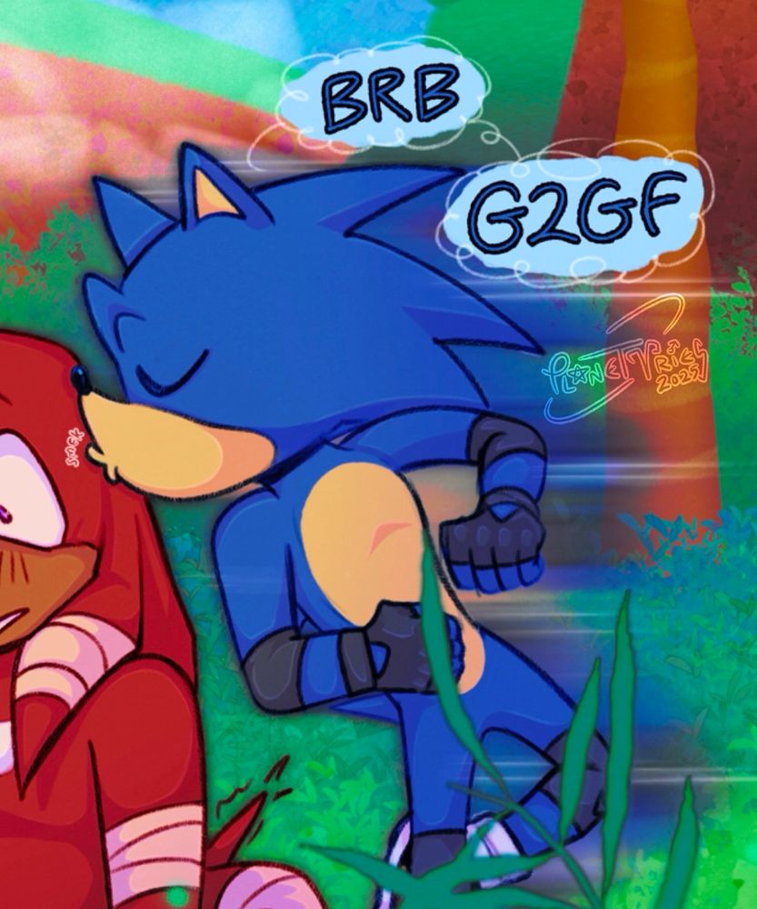 A close-up of Sonic from the original picture.