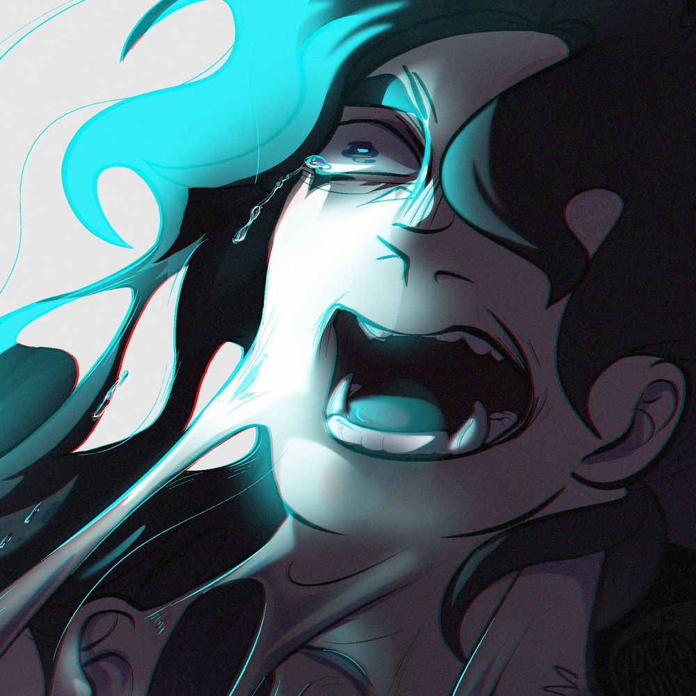 Close-up of a face in panic.