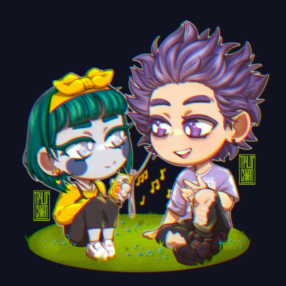 During down time Shinso and Ophelia like to find a spot away from all the students and trade music recommendations. 