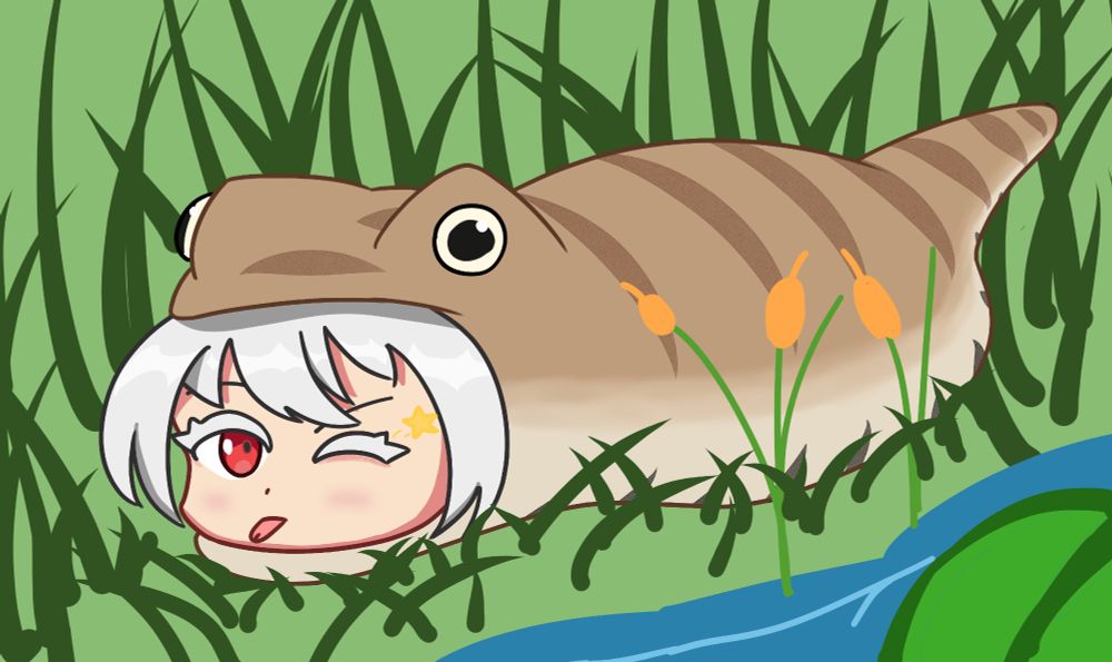 Drawing of my Oc with a tsuchinoko costume.
The tsuchinoko is a japanese yokai that is just a fat snake.