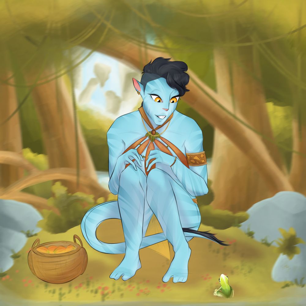 While Val was looking for some fruit on the island in Awal'tlu, he saw a small creature, but it ran away when it heard cries of pain.