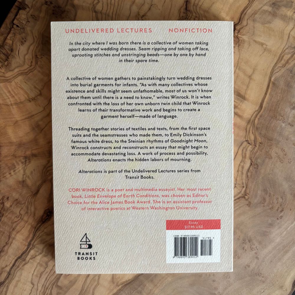 Back cover: ALTERATIONS by Cori Winrock