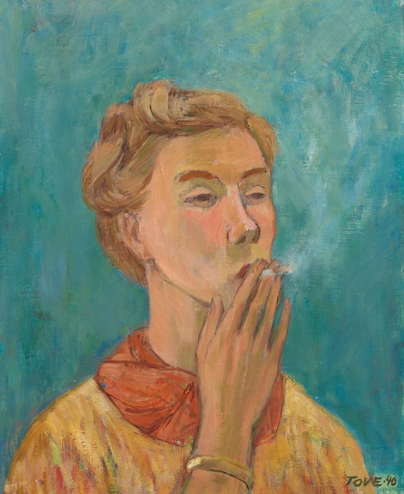 A self-portrait of the Tove Jansson smoking, from 1940.