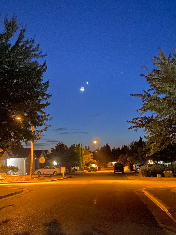 picture of the moon and venus in the early morning sky