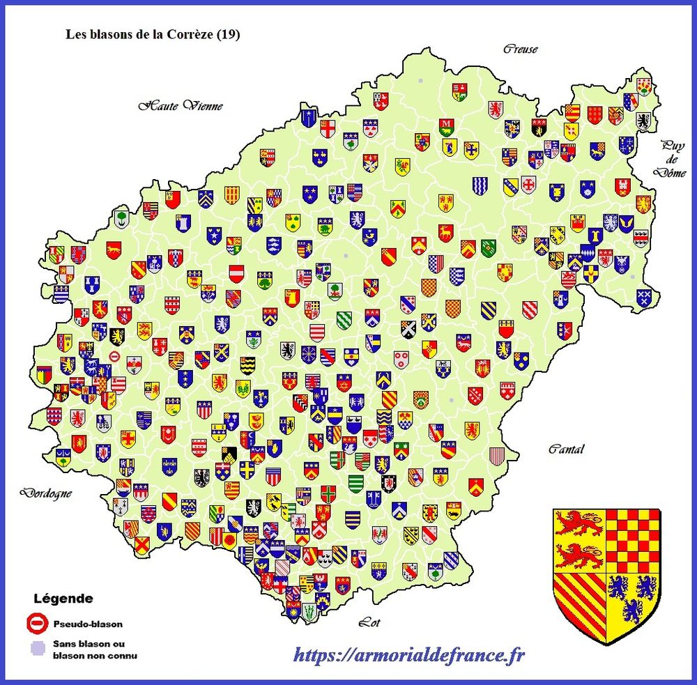 Carte héraldique de la Corrèze