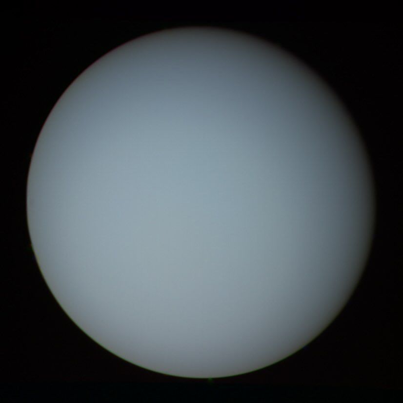 Methane ice crystals give Uranus its pale blue color.