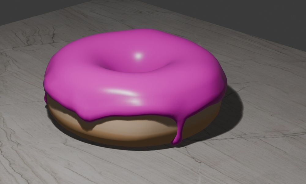 A donut model with frosting and painted