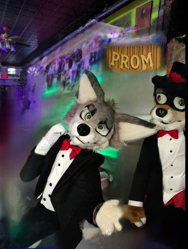 Wolf and dog furries in tuxedos