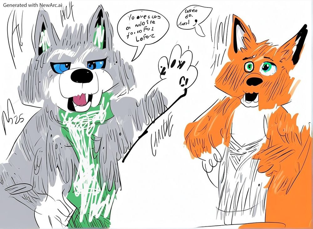 Wolf and fox furries
