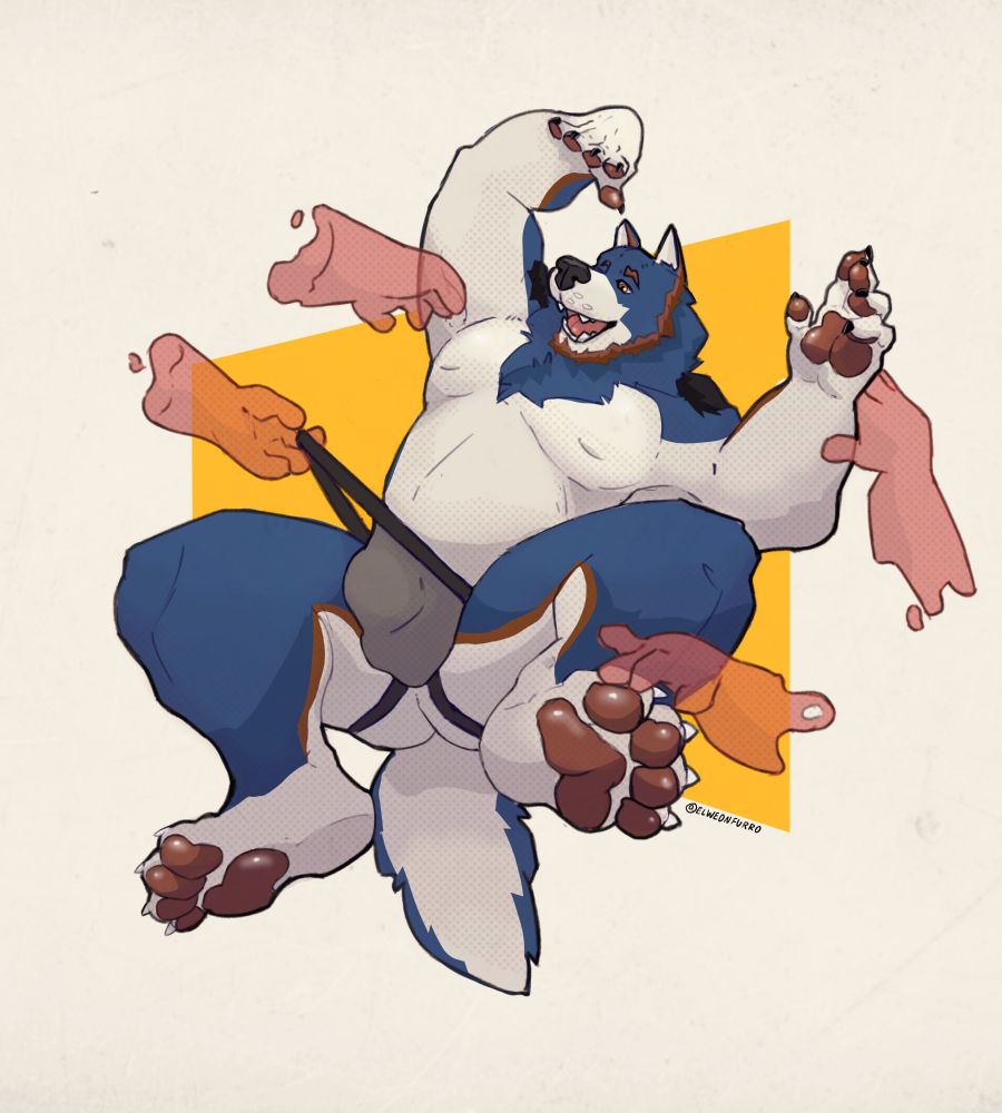 Big dumb blue wolf getting tickled
