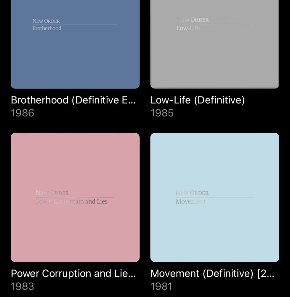 New Order's flawless early run of records with inexplicably drab new covers replacing the excellent originals