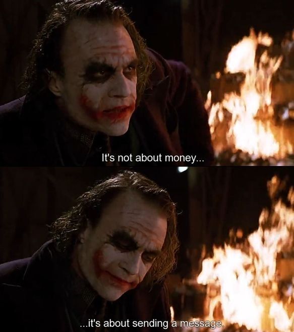 It's not about money; it's about sending a message