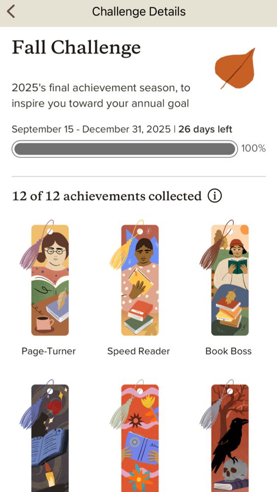 Print da tela do aplicativo Goodreads onde aparece os achievements de 2025.