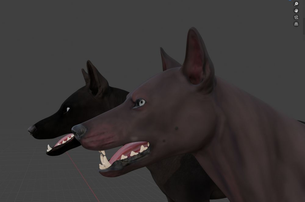 two wolf 3D models - left is the old version, right the new one. No Hair atm 