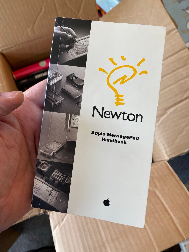 A book: Newton MessagePad Handbook, 1996.

(The Newton interface is wild and wonderful, and quite alien for those who’ve only seen post-95 Windowsalike OSs. I wish more people had experienced it.)
