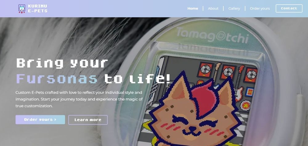 Pagina web del proyecto Kurinu E-Pets. 
E-Pets customizados con tu fursona totalmente playeable.
