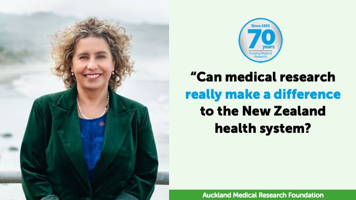 A profile photo of Dr Di Sarfati next to text reading "Can medical research really make a difference to the New Zealand health system?"