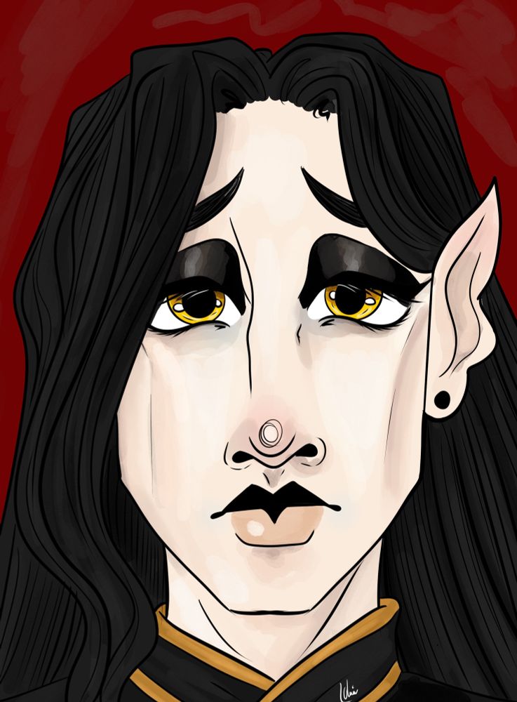 A close up digital drawing of He Xuan from  Heaven Official’s Blessing.