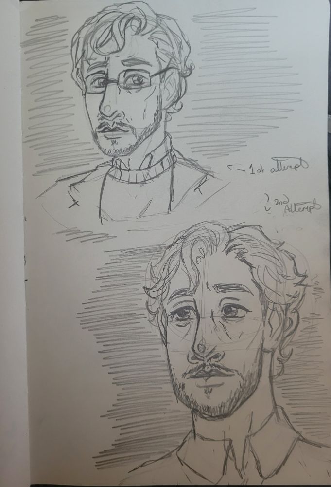 Two pencil drawings of Will Graham from Hannibal (TV show). 
