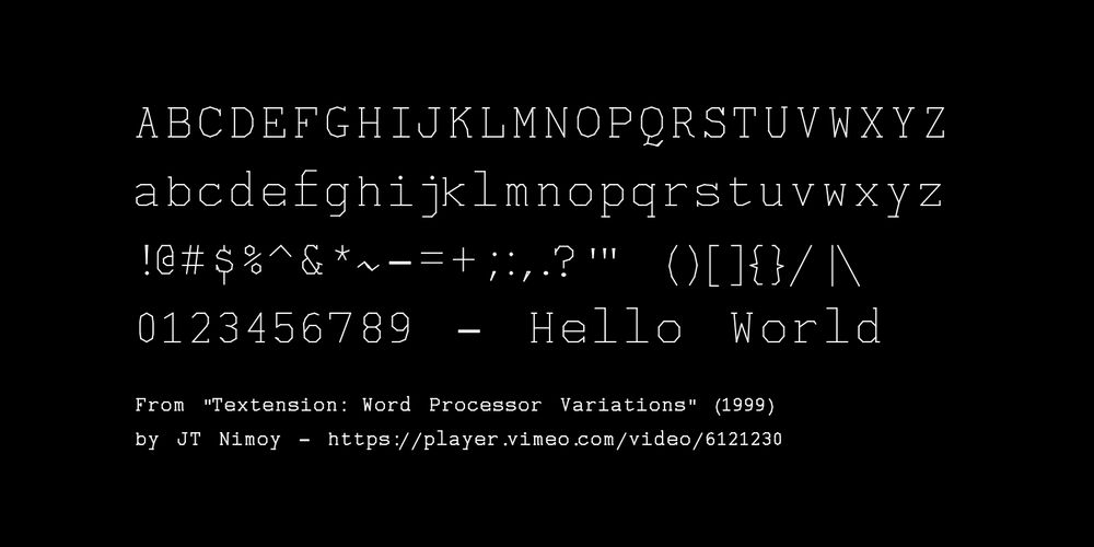 JT Nimoy's monoline font from Textension (1999)