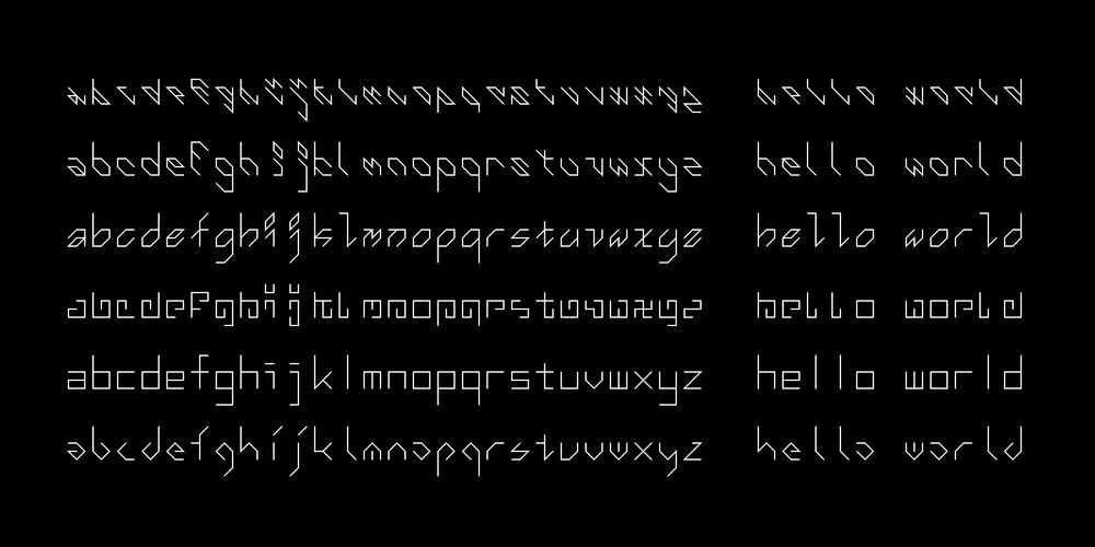 Some of Douglas Hofstadter's "Letter Spirit" fonts (1987-1996)