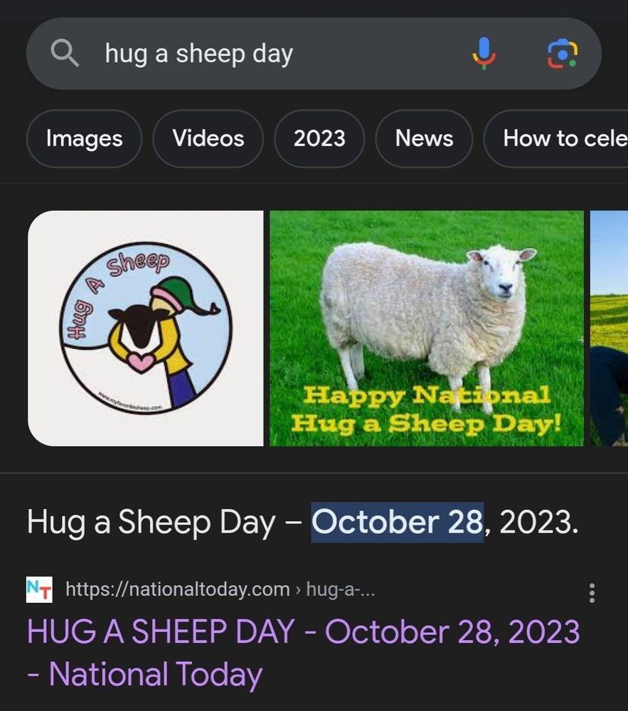 Hug a Sheep Day - October 28, 2023