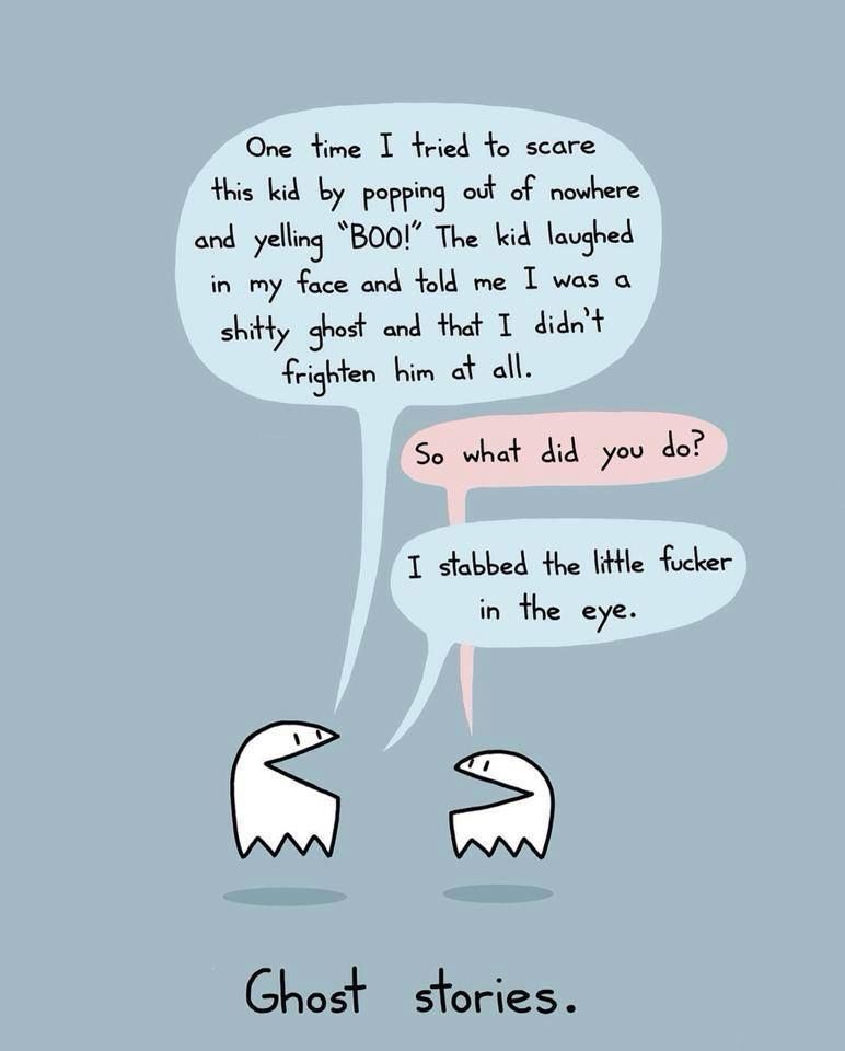 Two ghosts, telling ghost stories 